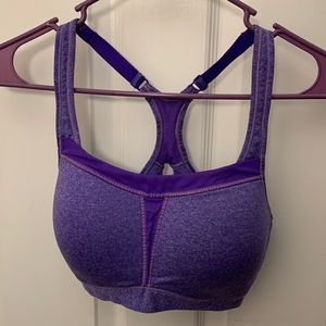 C9 purple racer back duo dry sports bra 34C. Adjustable straps. Great condition.